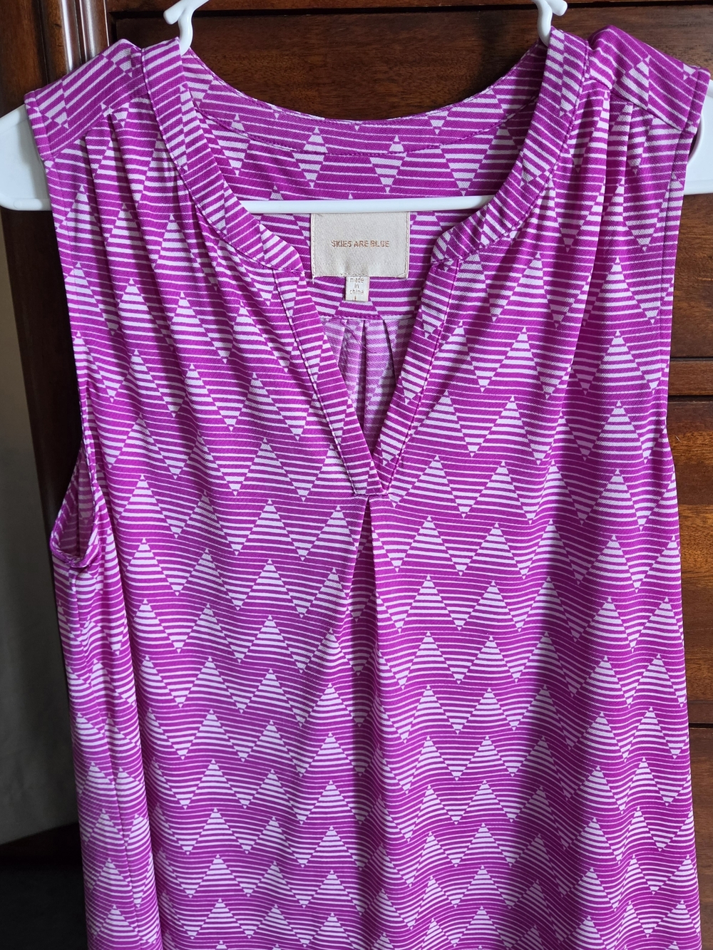 Skies Are Blue Magenta Chevron Sleeveless Tank